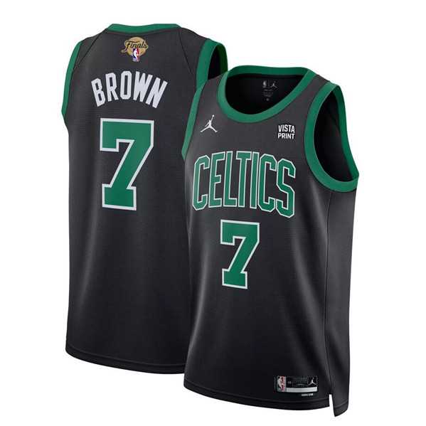 Mens Boston Celtics #7 Jaylen Brown Black 2024 Finals Statement Edition Stitched Basketball Jersey Dzhi->->NBA Jersey